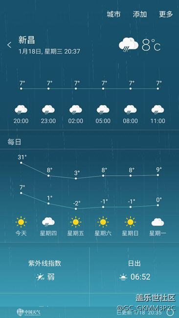 每天晚上我的天氣就不準(zhǔn)了，大冬天31度