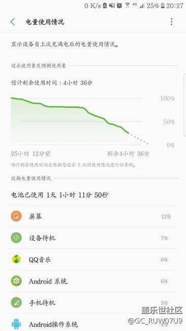 曬曬s7edge裝一張卡的電量使用情況