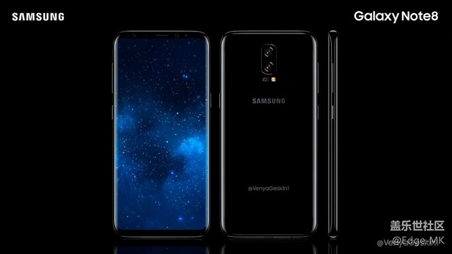概念設(shè)計(jì)圖:三星Galaxy Note 8(正面和s8類似) 概念設(shè)計(jì)圖:三星Galaxy Note 8(正面和s8類似)