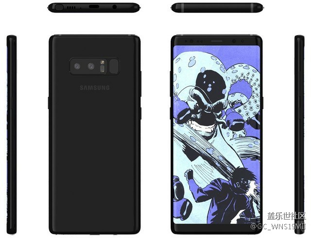 6.3英寸全面屏 三星Note 8渲染圖曝光