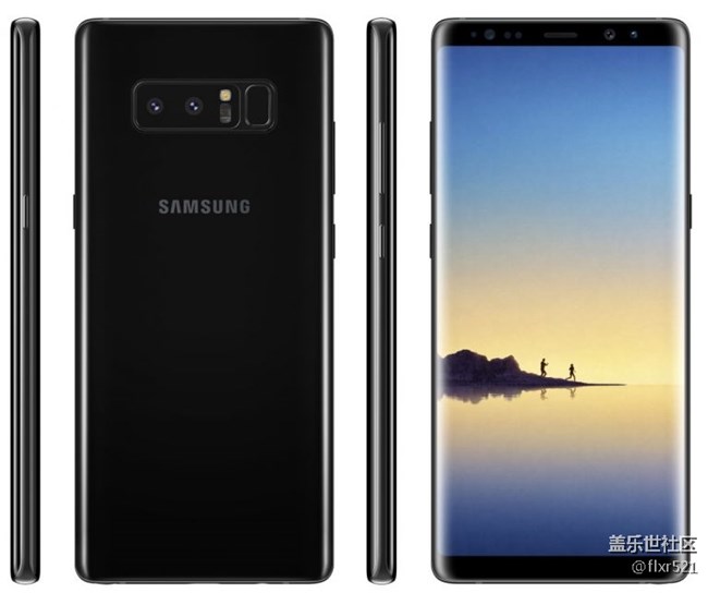 三星Note 8黑色、金色完整曝光：屏占比驚艷，方正有型