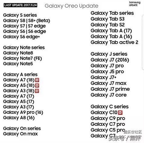 三星升級(jí)8.0已經(jīng)公布，c7榜上有名。