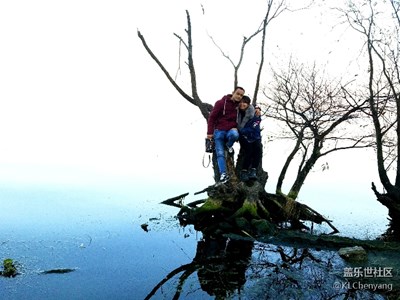 黃昏時間拍的照片，其中一張是蘋果手機拍的