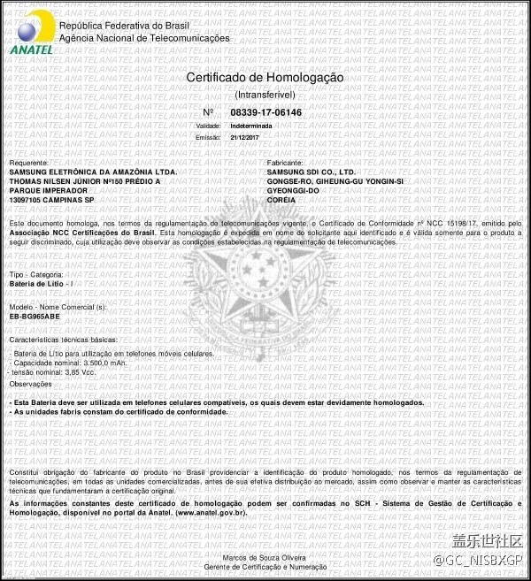 三星Galaxy S9+通過ANATEL認證:3500mAh電池確認 三星Galaxy S9+通過ANATEL認證:3500mAh電池確認